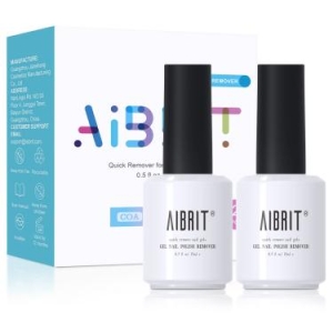 AIBRIT Gel Nail Polish Remover, 2 Pack Nail Gel Polish Remover Set, Removedor de Esmalte Gel, 0.5 fl oz./15ml